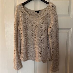 Women's Beige Crochet Sweater